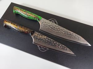 Br Cu Mai VG10 Rainbow Damascus Chef Knife - 2pc Set 6" and 8"