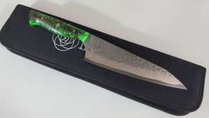 8" BrCu Mai VG10 Chef Knife - Alien Green Pinecone - Acid Etched