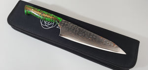 8" BrCu Mai VG10 Chef Knife - Alien Green Pinecone - Buffed