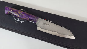 5" 20CV Chef knife - Purple Brass Core - Acid Etched