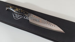 6" BrCu Mai VG10 Chef Knife - Carbon Fiber w/ Brass flake - Satin Etched