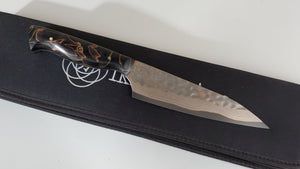 6" BrCu Mai VG10 Chef Knife - Black Brass/Copper core - Acid Etched