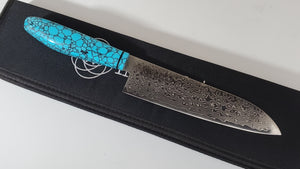 180mm ZA18 Japanese Santoku Chef Knife- Blue Turquoise - Canada