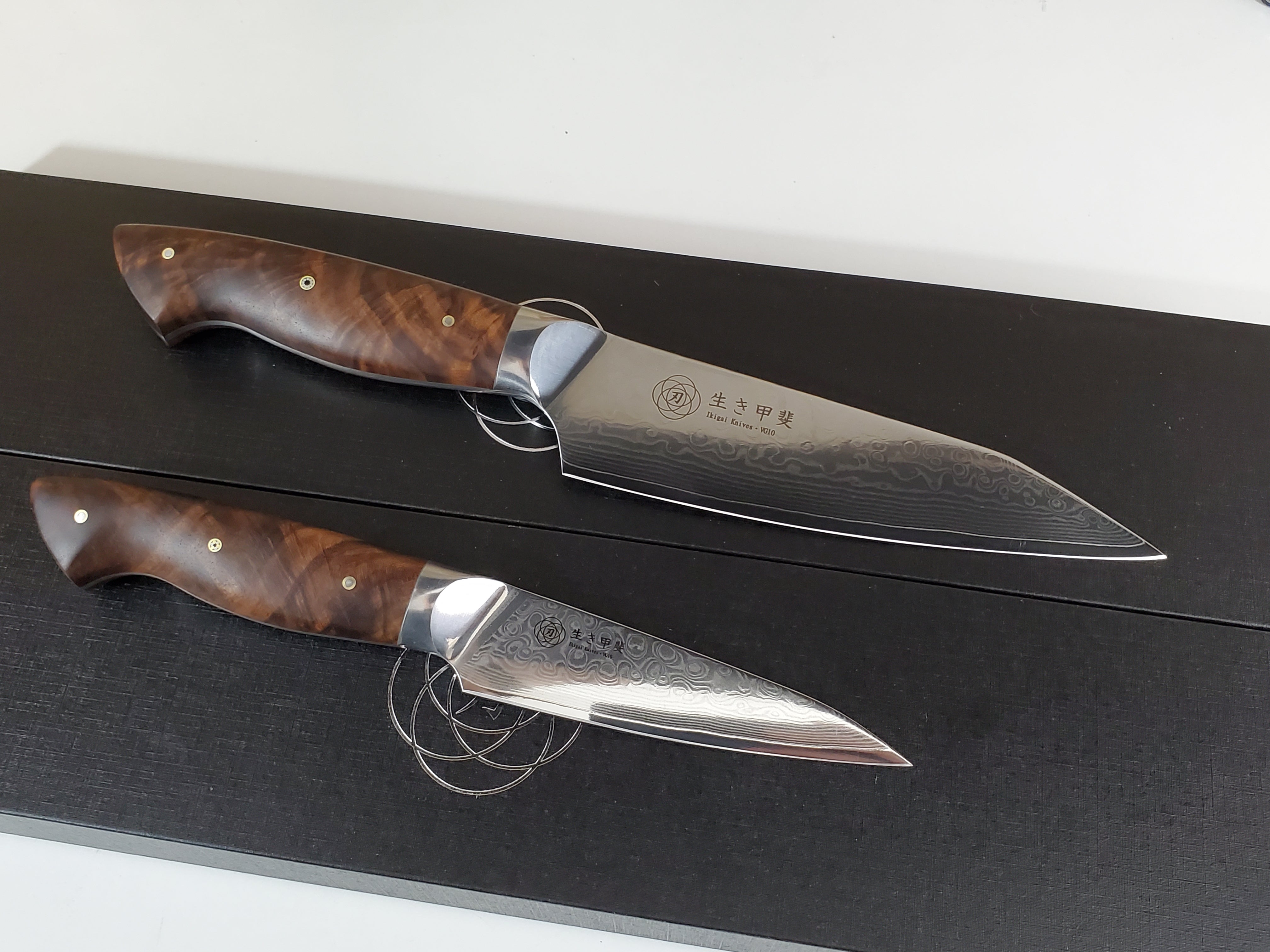 Custom VG10 Damascus Chef knife set 6 and Paring fruit veggie