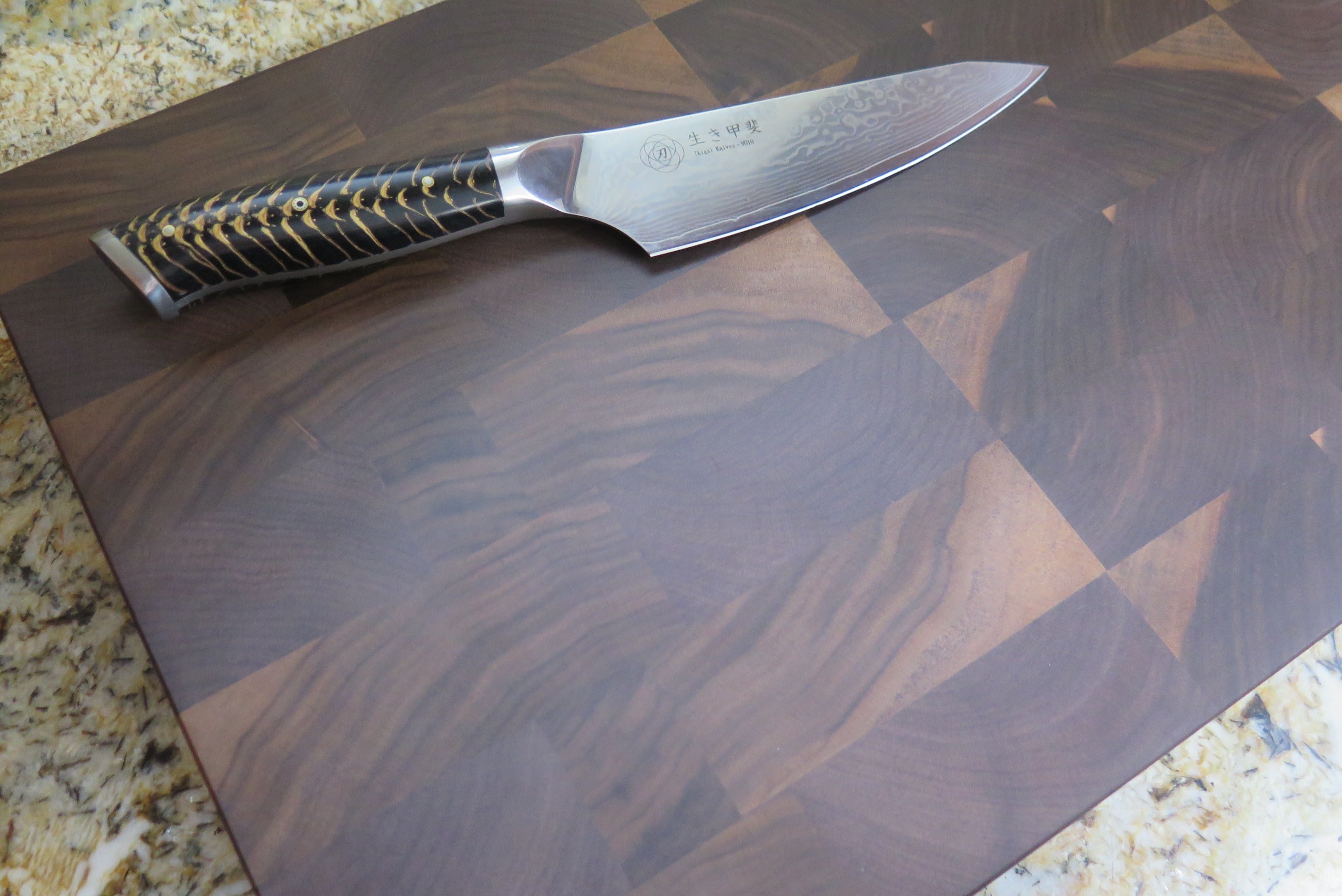 Butcher block with custom made paring knife