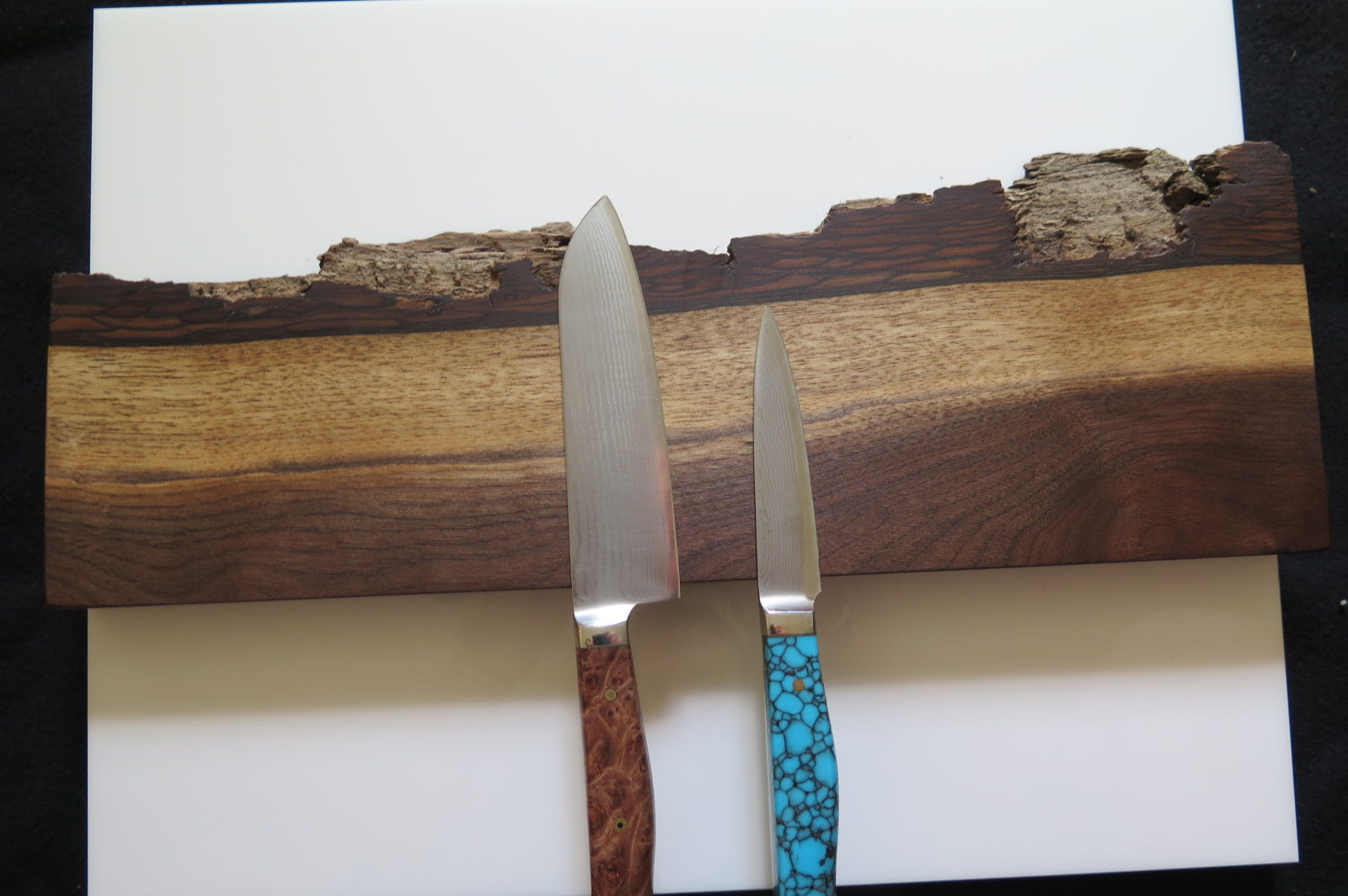 Walnut live edge with bark Magnetic knife racks