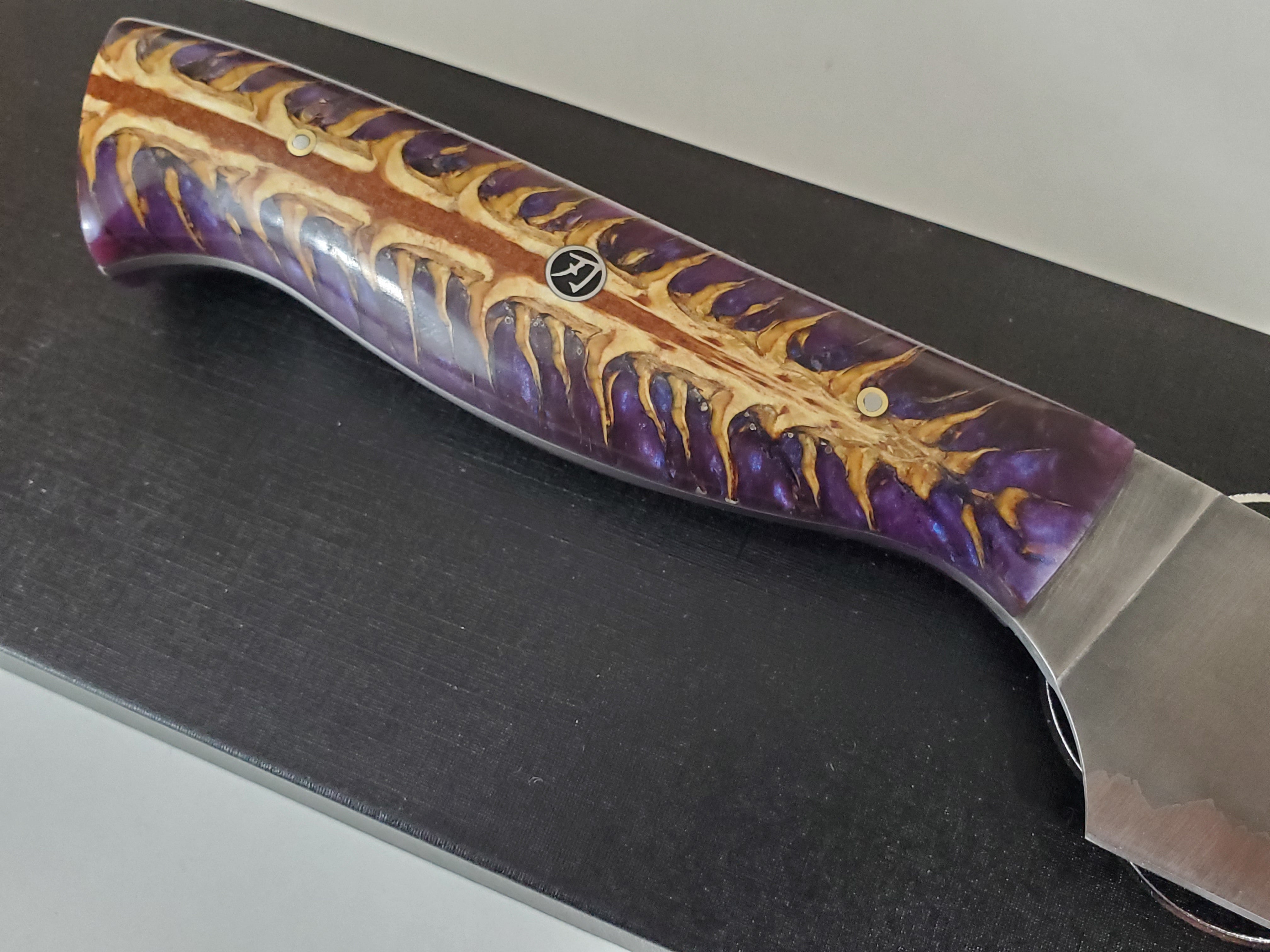Purple Pine cone handle chef knife
